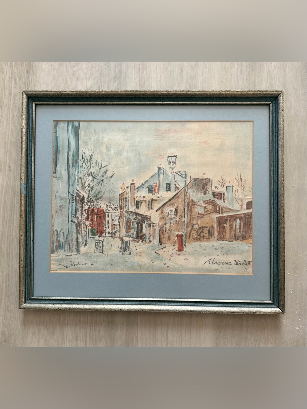 Vintage MCM Original Framed “Maurice Utrillo” French Art Litho Print - Signed